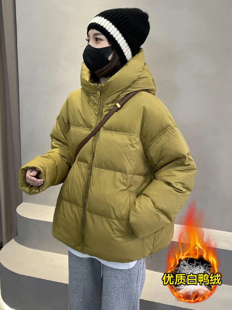 雅鹿新款连帽羽绒服女2023年新款爆款宽松加厚高级感白小个子网红