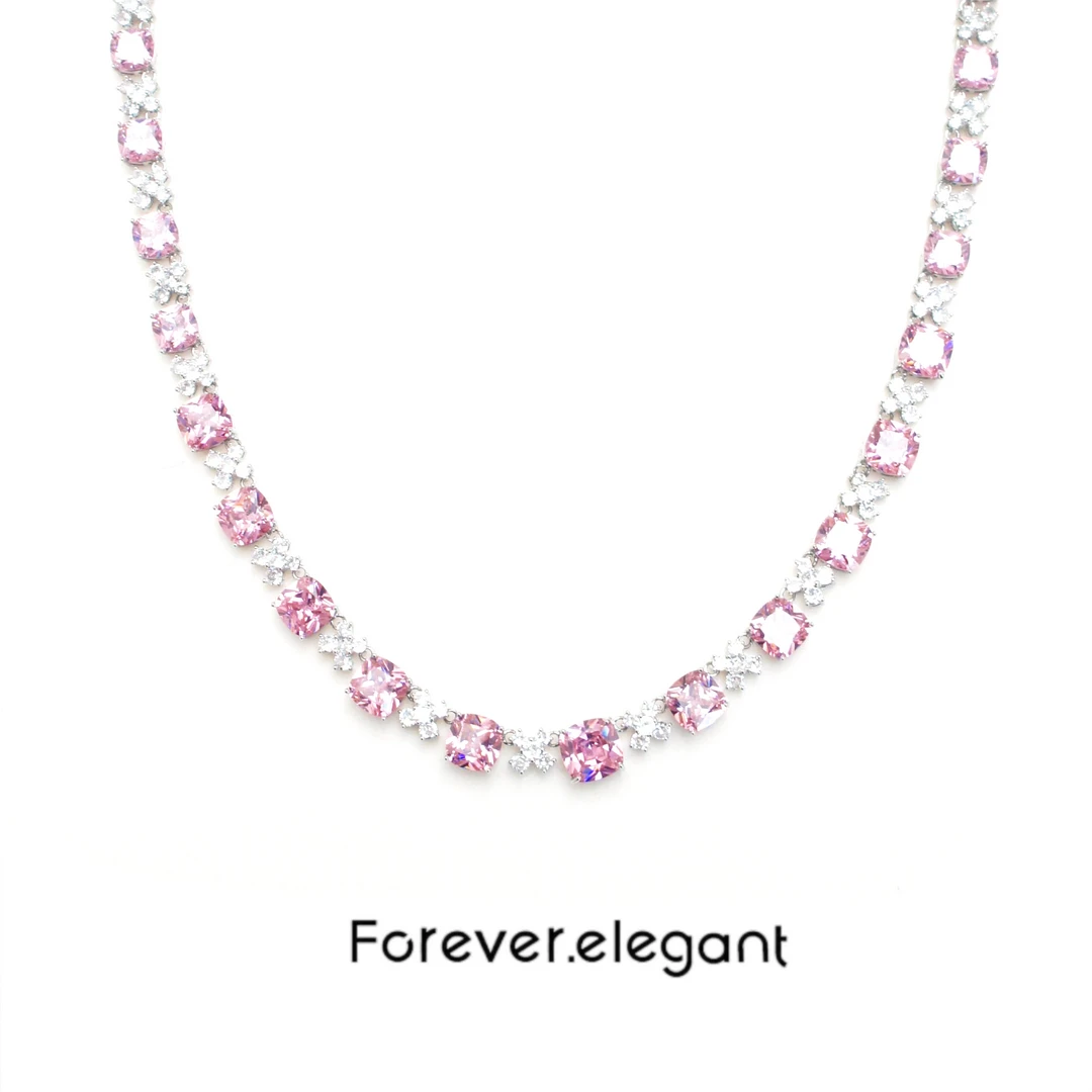 铜合金合成锆石项链 气质时尚彩色手工镶嵌奢华女士气质项链-诗篇