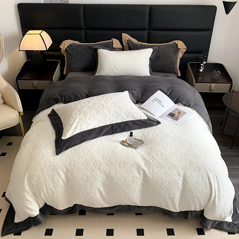 多伦多-高克重加绒加厚刺绣牛奶绒四件套加厚保暖秋冬四件套