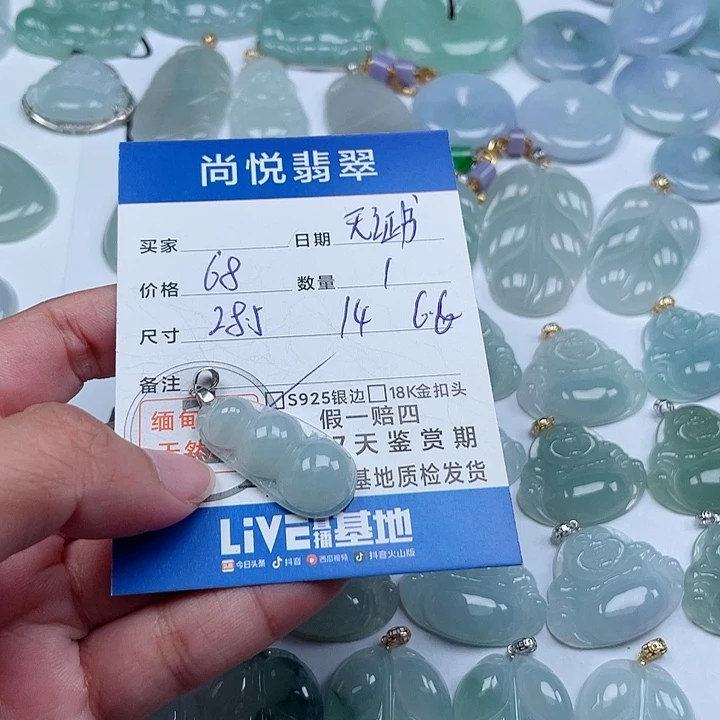 翡翠颈饰银S925镶嵌天然翡翠吊坠