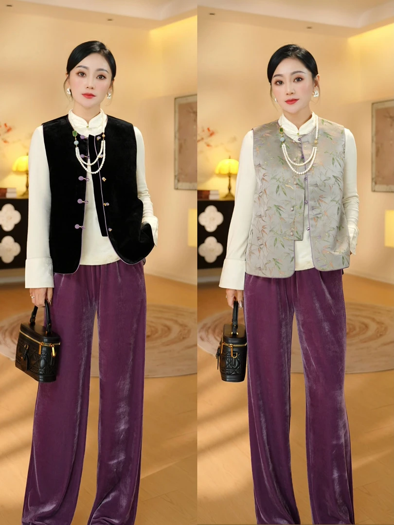 《晓君定制》2863《竹韵》 时尚气质新中式显瘦中国风复古马甲