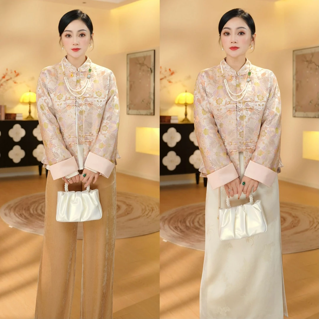 《晓君定制》2532《莫奈花园》时尚气质新中式显瘦中国风复古棉服