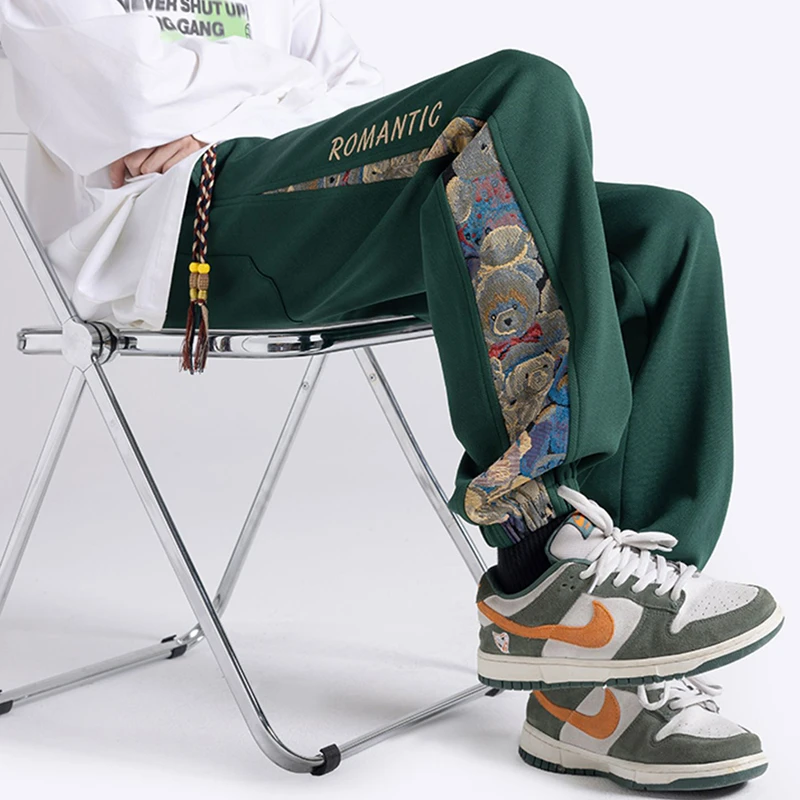 刺绣重磅卫裤男ins潮牌韩版束脚休闲百搭裤宽松阔腿青少年运动裤