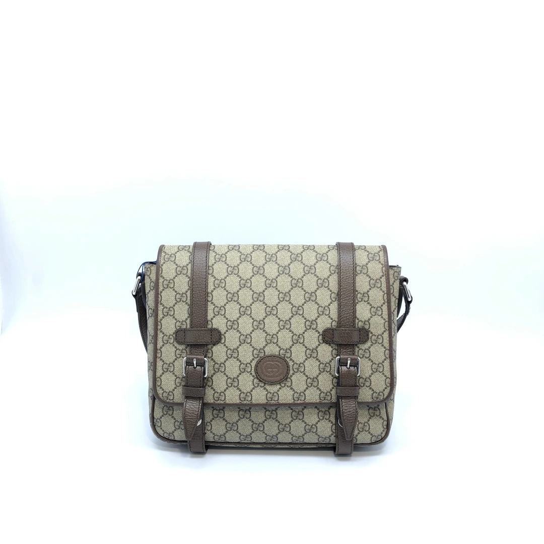 99新 GUCCI/古驰 老花双扣单肩包/3527号男士轻奢时尚经典 98新