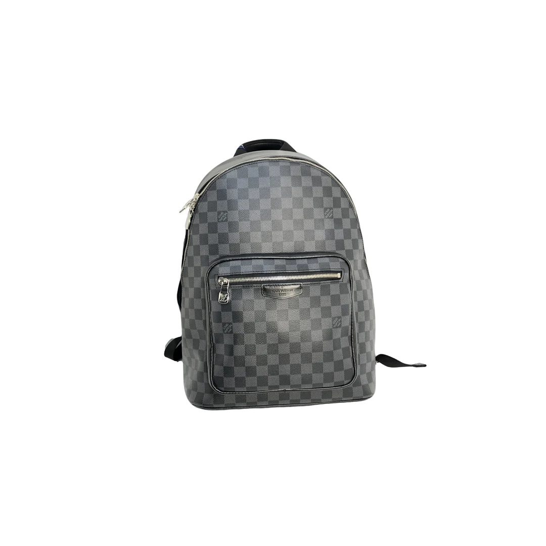 95新 LouisVuitton/路易威登 黑棋盘格芯片双肩包/3506号男士黑色