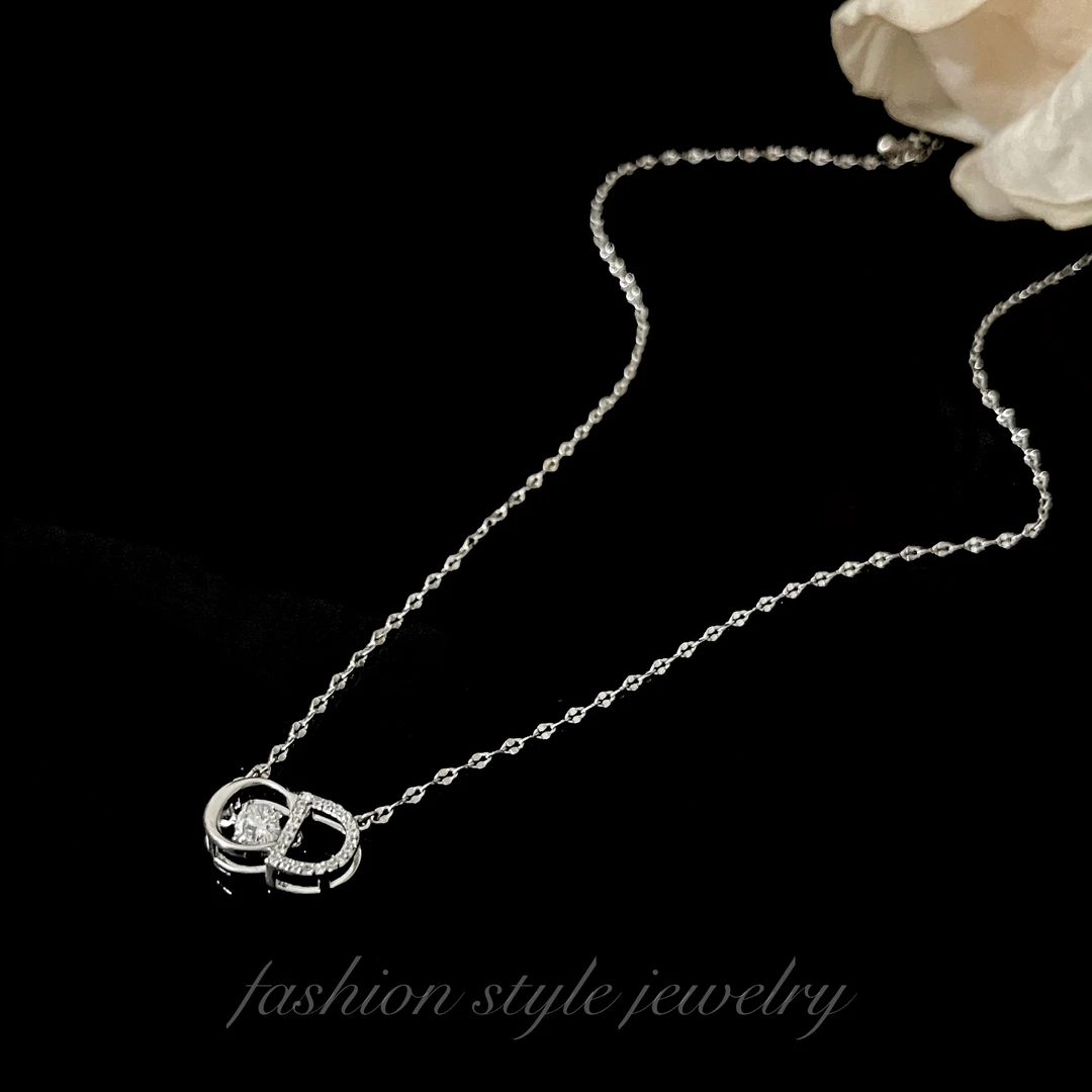 铜合金项链 Luck Acc 轻奢气质闪锆C字母百搭时尚项链 B81