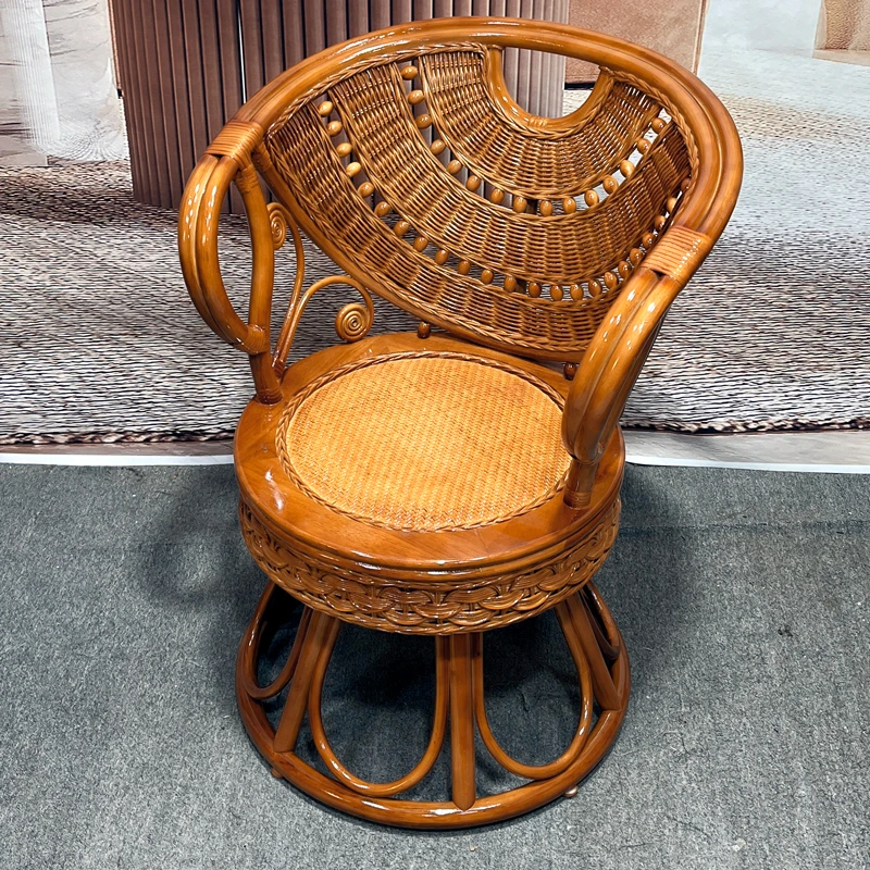 藤椅三件套旋转椅阳台休闲藤编桌椅印尼天然真藤椅子茶几家用腾椅