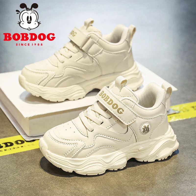 巴布豆女童老爹鞋春季2025新款中大童网面透气皮面防水儿童运动鞋