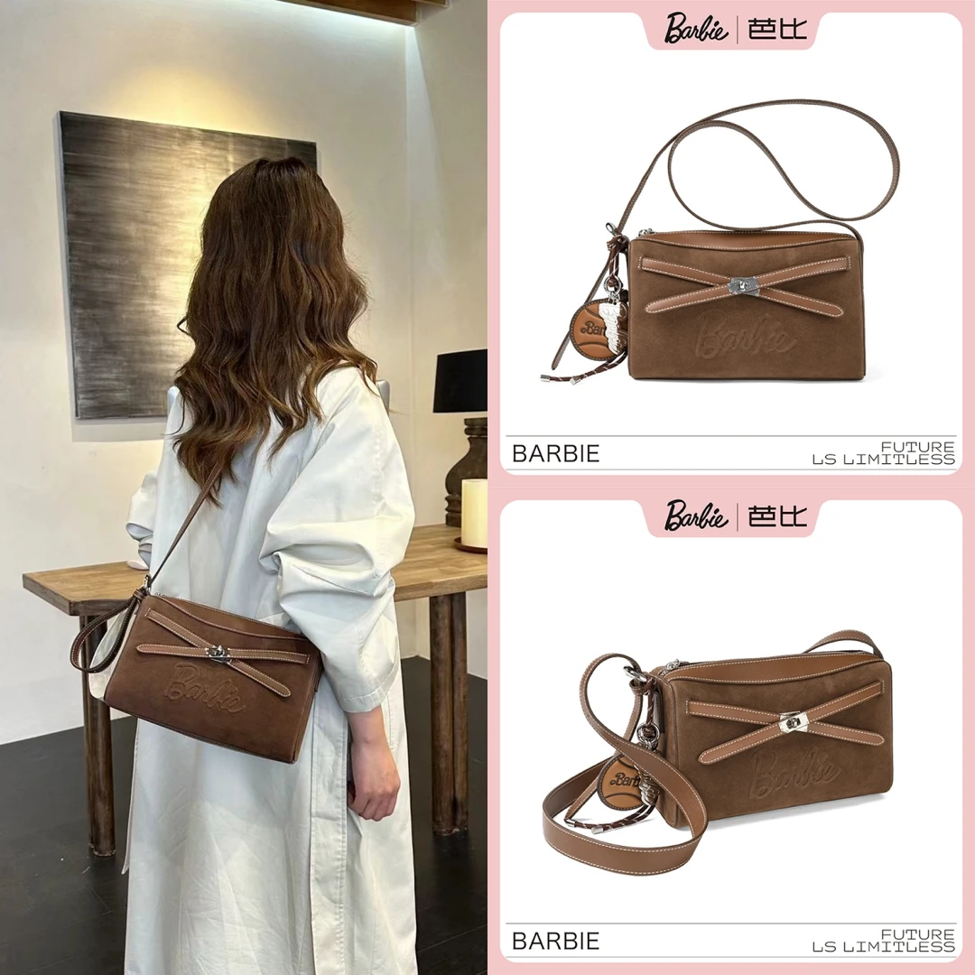 BARBIE/芭比雅丹风枕头包2024秋季新款复古时尚单肩斜挎宝小方包