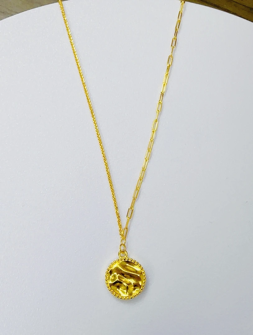 吊坠足银 5g【晶灵珠宝】足银鎏金岁月项链轻奢时尚金色百搭不褪色