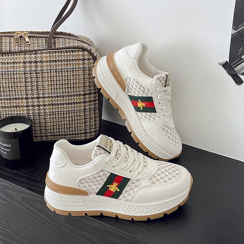 「欧若风」时尚小香风2025女鞋厚底百搭休闲鞋运动鞋小蜜蜂新款厚底