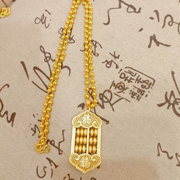 铜合金吊坠 铜合金古法经典白搭卡4珠珠配算盘吊坠