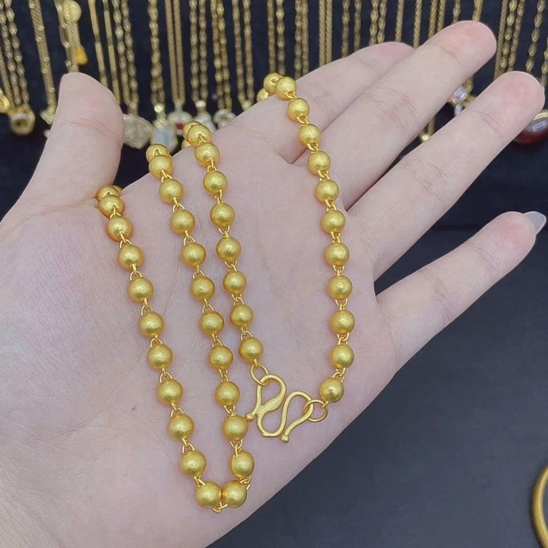 铜合金项链 铜合金经典百搭哑光磨砂卡8*卡10*卡12珠珠项链