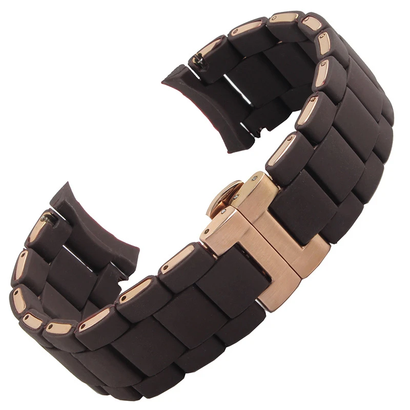 卓磊适配阿玛尼AR5889/5890/5920/5905精钢表链橡胶包钢手表带23m