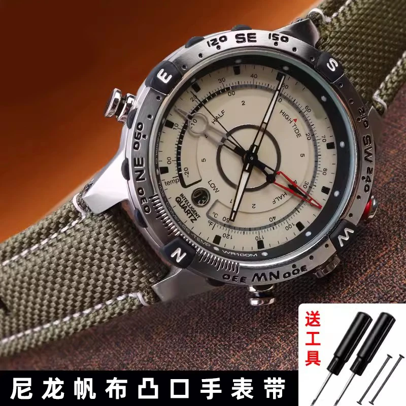 卓磊适配天美时潮汐帆布表带T2N721 TW2T76500 76300男尼龙表带16