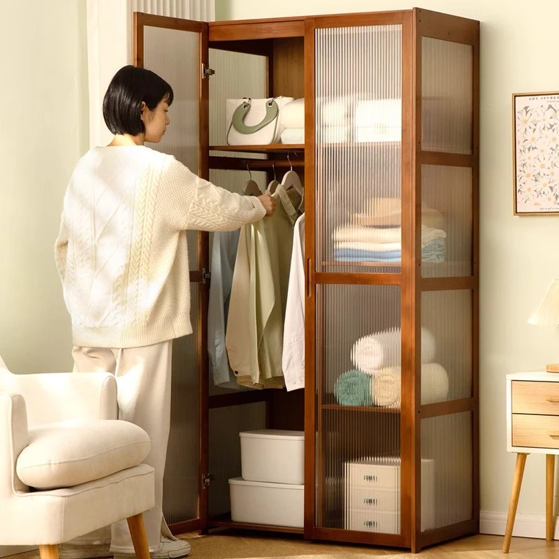 简易衣柜卧室家用出租房屋儿童实木组装小户型收纳柜子衣橱经济型