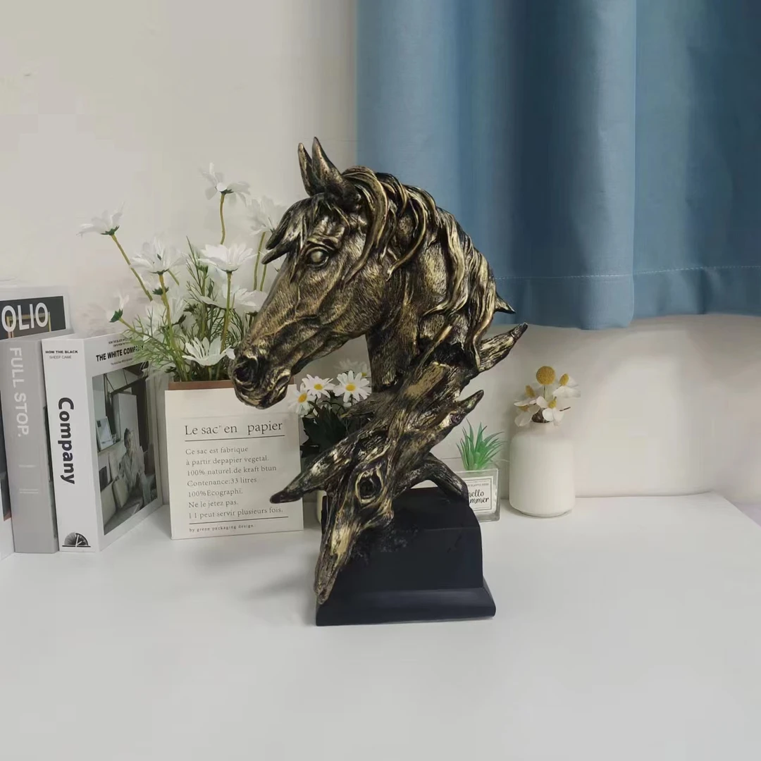 欧式马头工艺品摆件创意树脂客厅办公室电视柜动物饰品马2540