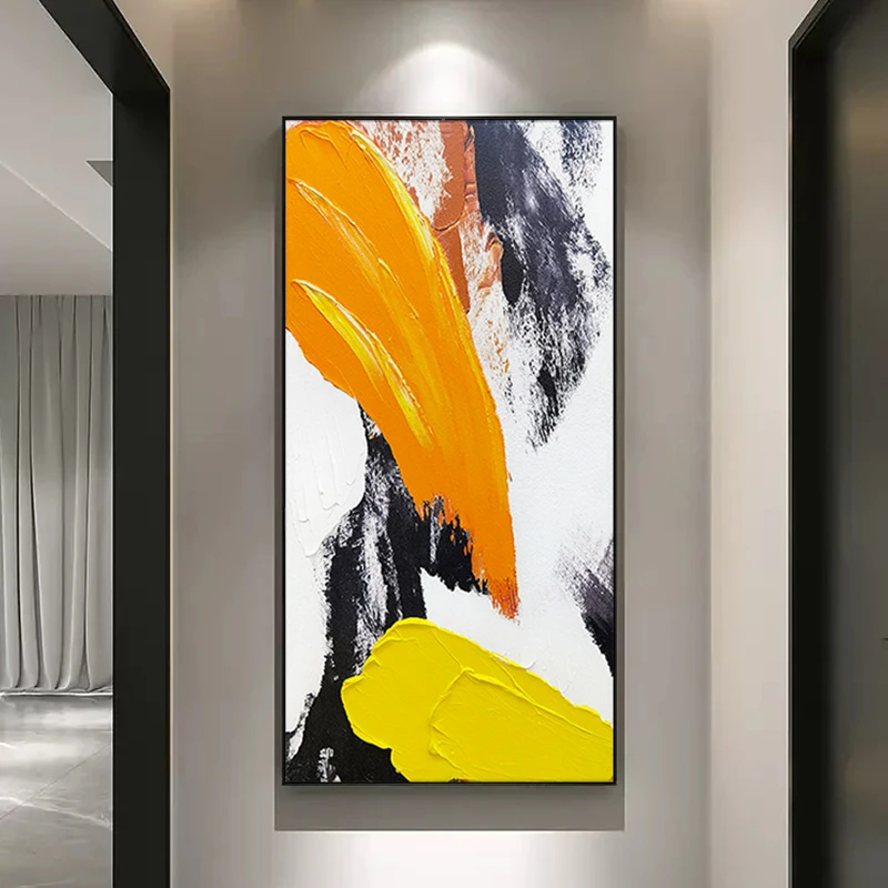工油画抽象大玄关画装饰画铝合金框格客厅沙发抽象肌理80160