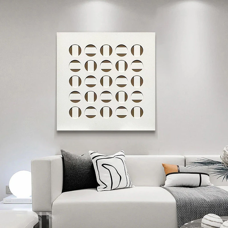 现代极简客厅背景墙装饰画立体抽象挂画轻奢玄关画格子8080