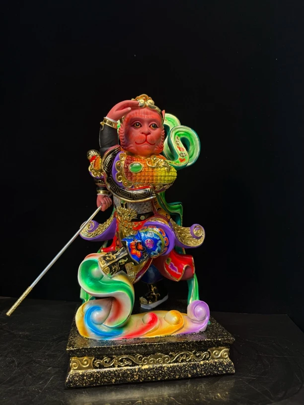 16寸齐天大圣神像香樟木纯手工雕刻孙悟空佛像供奉摆件