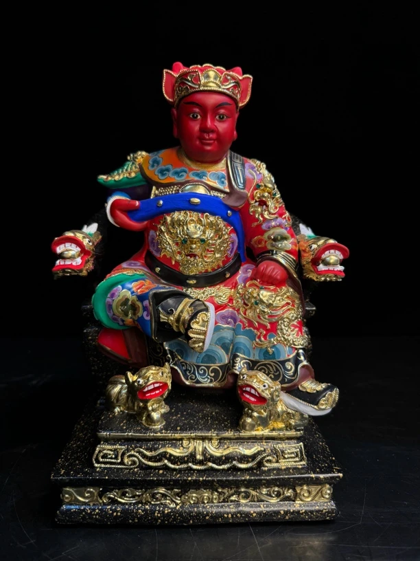 12寸广泽尊王神像香樟木雕刻家庭寺庙供奉祈福摆件