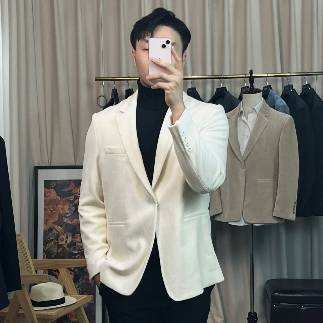 【单西】休闲亮银丝灯芯绒纯色冬季百搭长绒棉黑色米白卡其男女同款