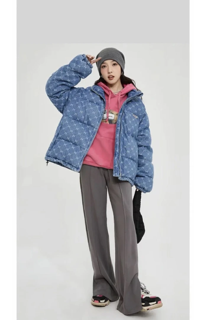 D06-121209-BBA秋冬季满印花时尚潮流厚款棉服外套