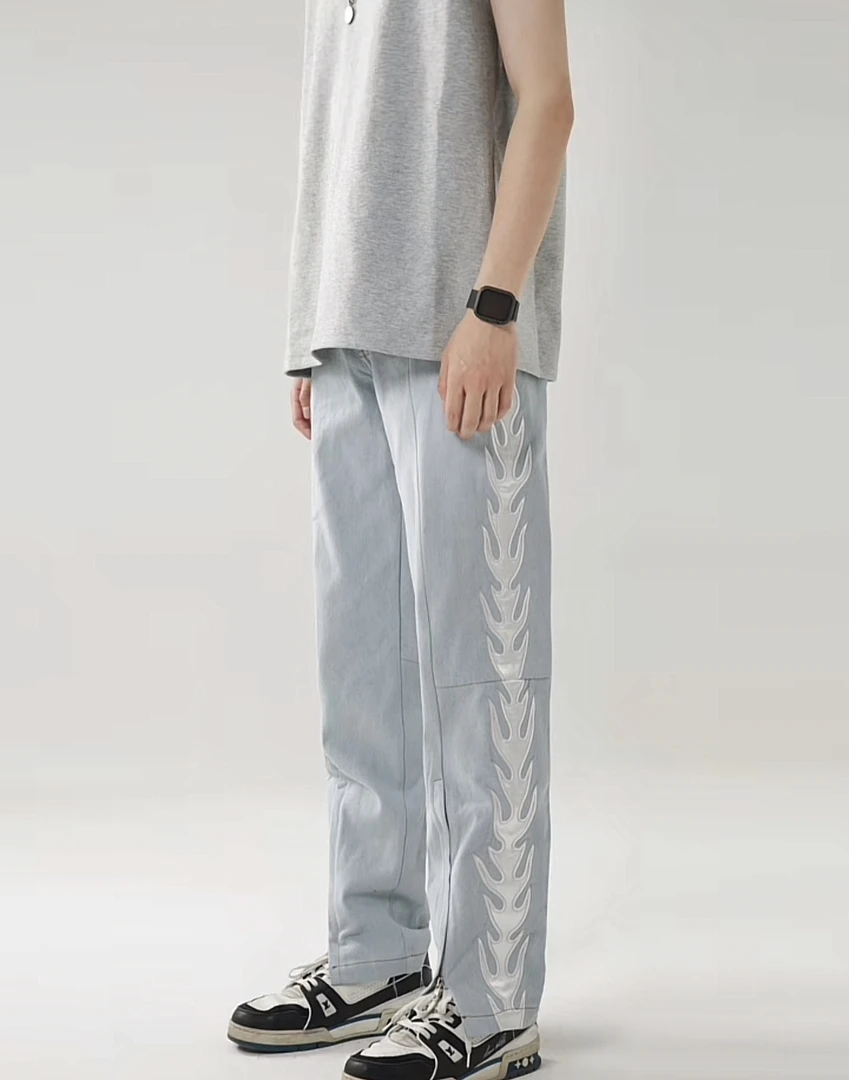 K02-81103-GOS腿裤刺绣印花潮流时尚牛仔裤