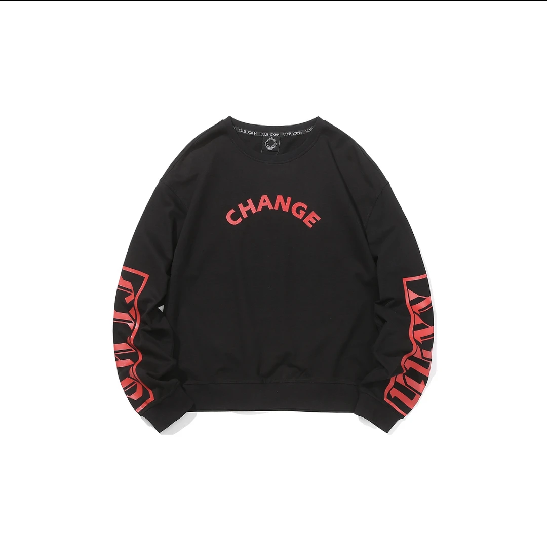 Q02-100602-XX春秋季手臂印花潮流时尚圆领长袖T