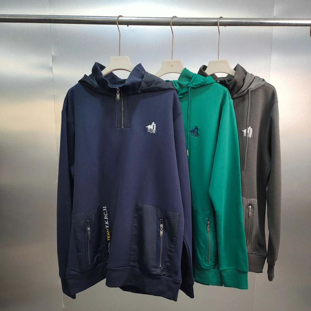 G02-101713-THE秋冬款背面数字印花连帽加绒半拉链卫衣