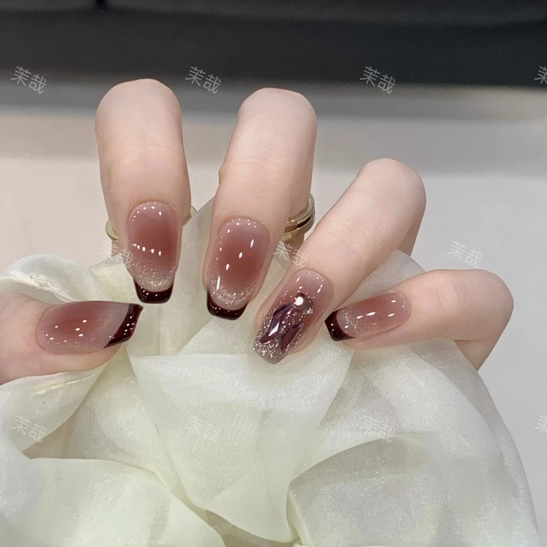 茉哉V【葡萄紫晶】纯手工定制美甲可拆卸穿戴甲A3401