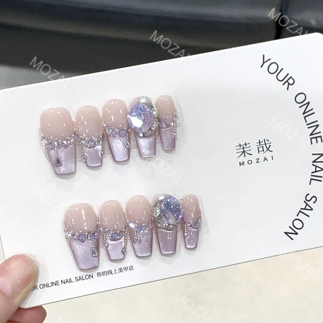 茉哉KK【诗情画意】纯手工定制美甲拆卸穿戴甲A3130