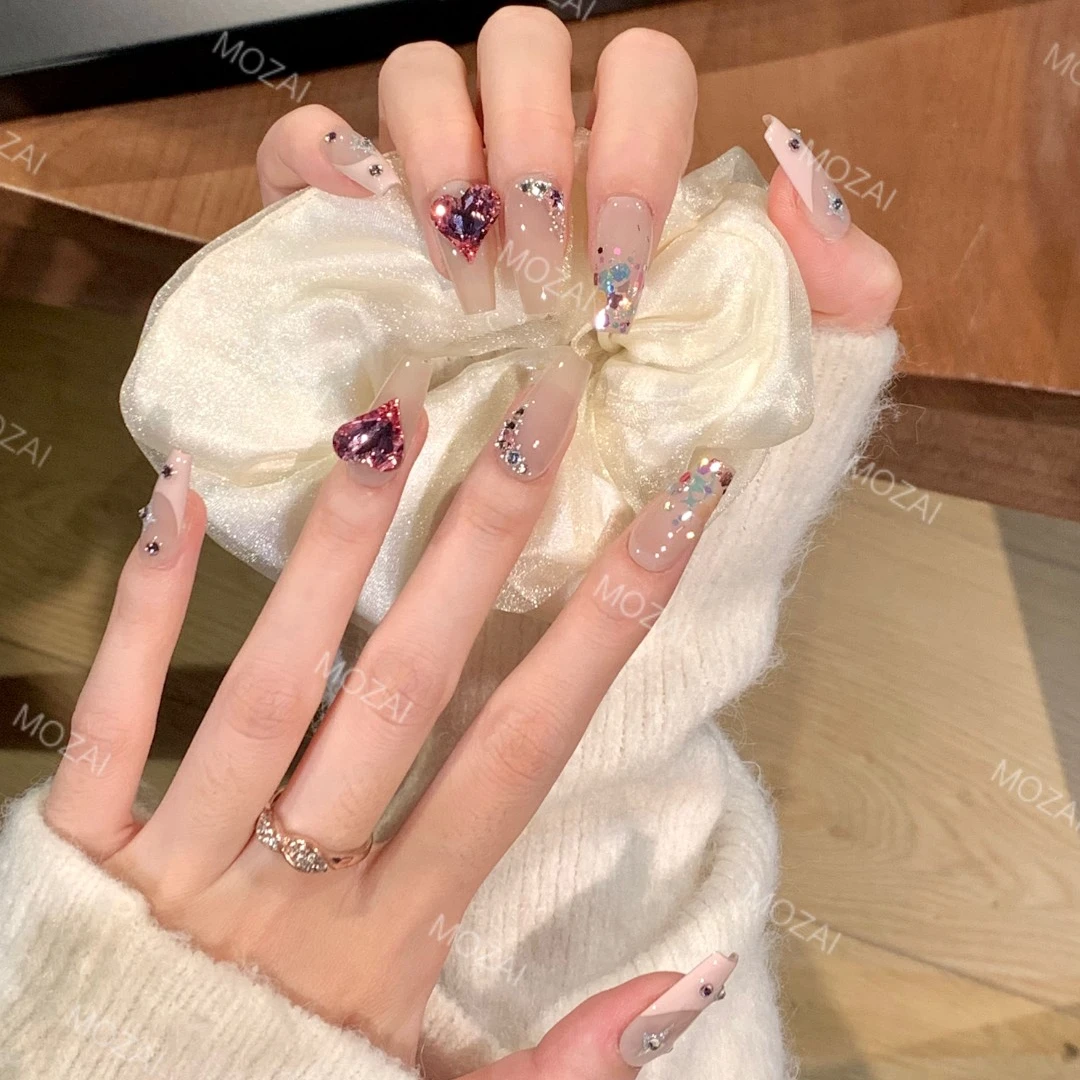 茉哉高定【施家华子/甜心奶泡】手工定制美甲可拆卸穿戴甲A2141 JY