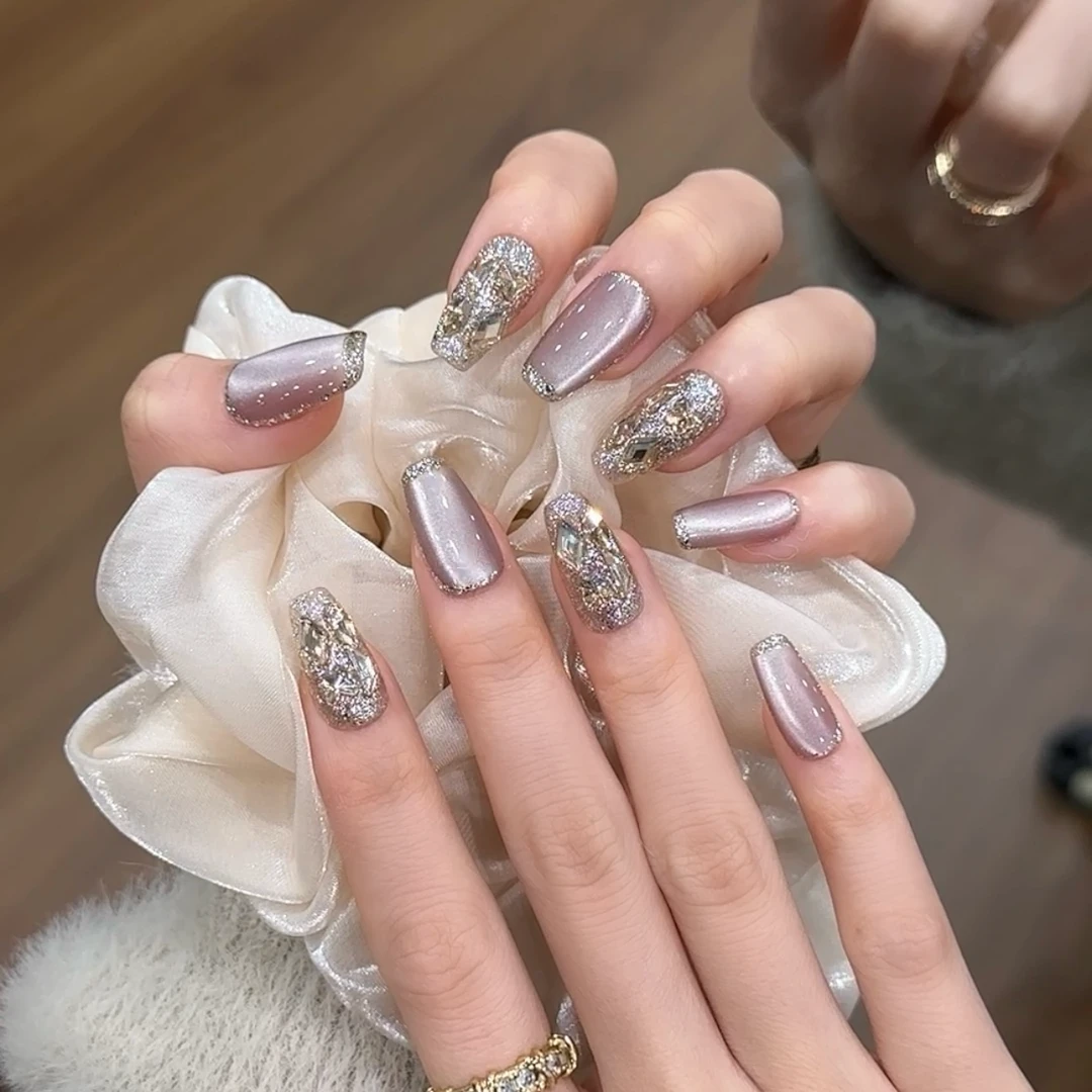 茉哉【雾紫】孤纯手工定制美甲可拆卸穿戴甲A1880/A1881/A1882