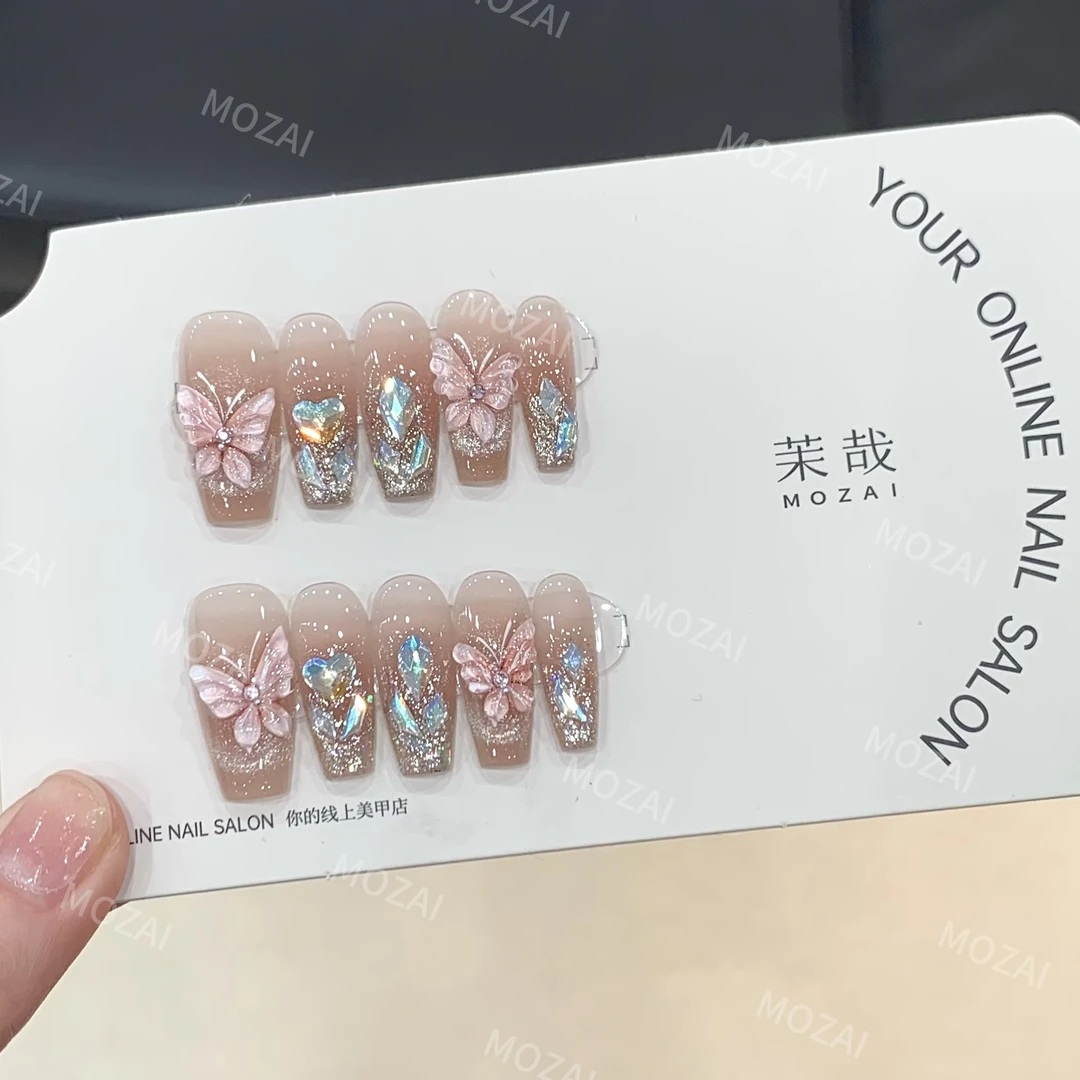 茉哉高定【施家全华/蝶光萦绕】纯手工定制美甲拆卸穿戴甲A3187
