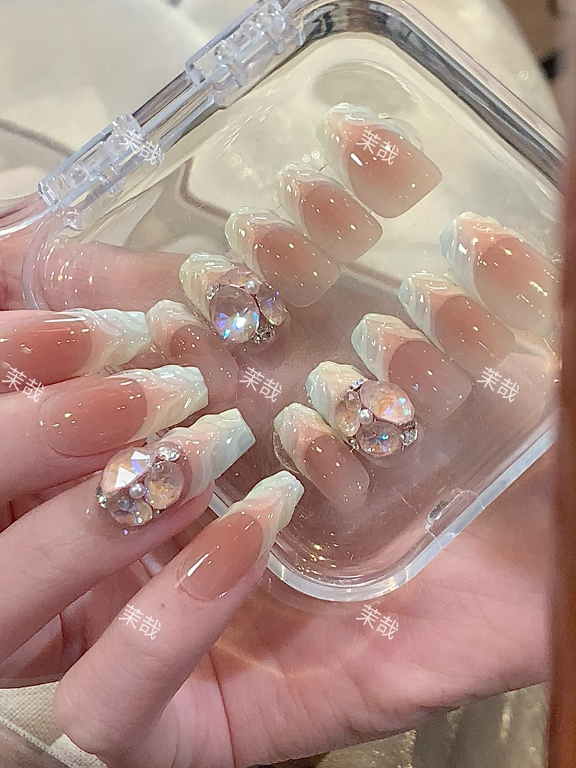 茉哉KK高定【施家全华/彩虹玛奇朵】（12甲）手工定制美甲穿戴甲A3243