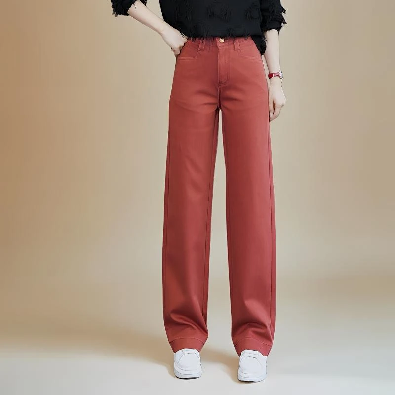2024秋季新款四面弹抗皱高腰窄版阔腿裤时尚百搭宽松垂感直筒裤