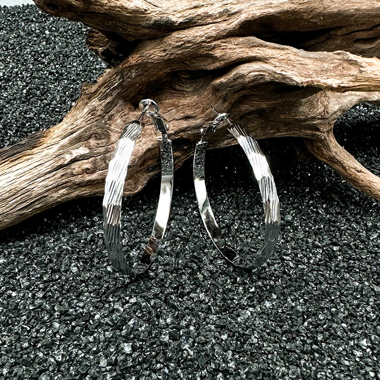 925银耳饰 【日照】欧美ins气质简约个性大耳圈流线纹大圈圈耳环