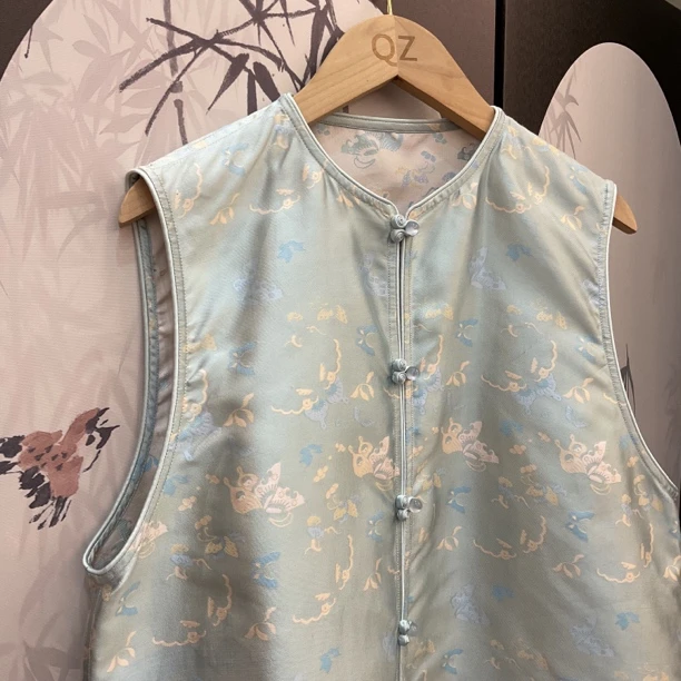 钱小萍浅粉蝶恋花云锦马甲