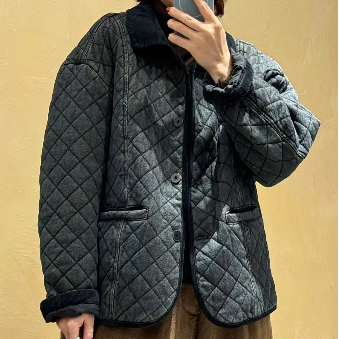 2024新款棉衣242625休闲时尚加厚冬季百搭保暖格纹