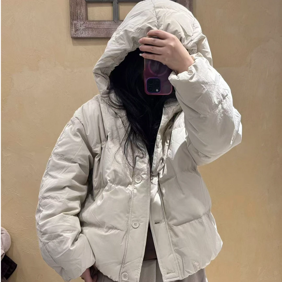 2024冬款羽绒服51522女款短款休闲连帽宽松加厚冬季