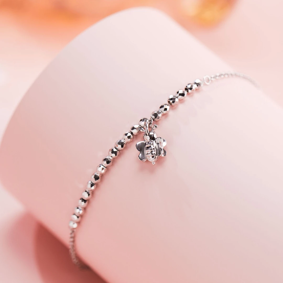 925银脚链 甜甜小蜜蜂时尚气质银脚链精致灵动简约小众个性百搭