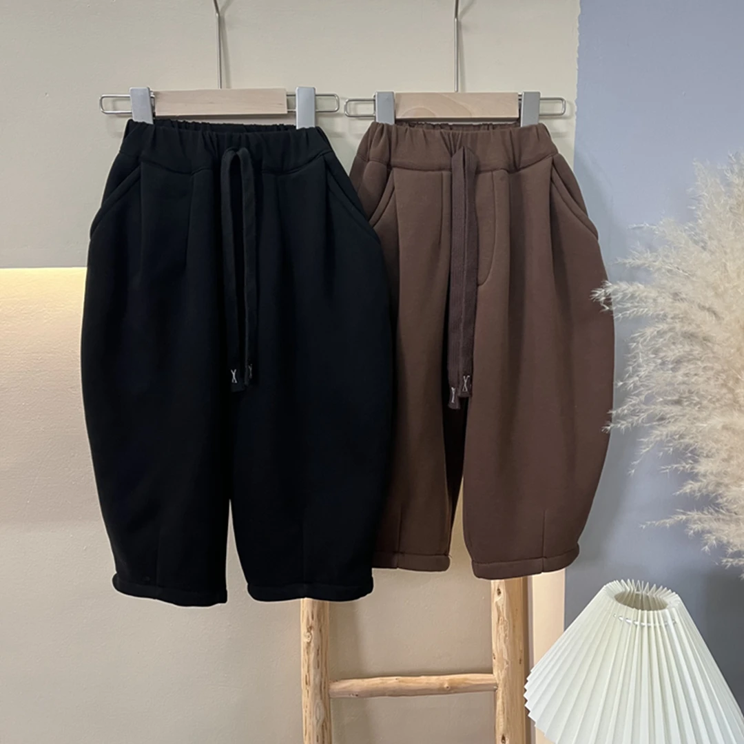 【韩小二】男童森系慵懒风加绒休闲运动裤韩版秋冬裤子儿童2024新款