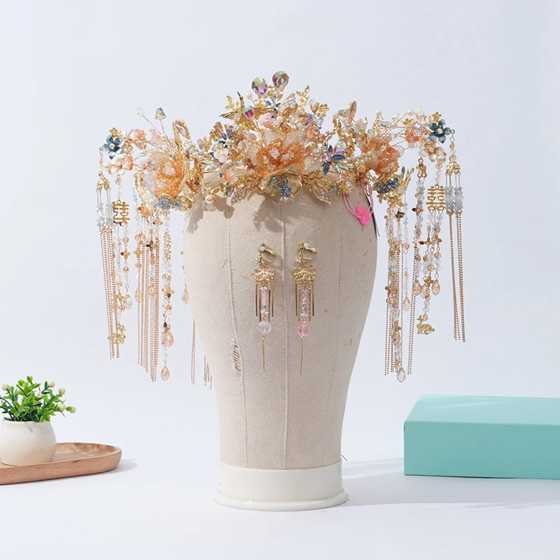 7055古装古风秀禾马面裙新娘秀禾头饰套装