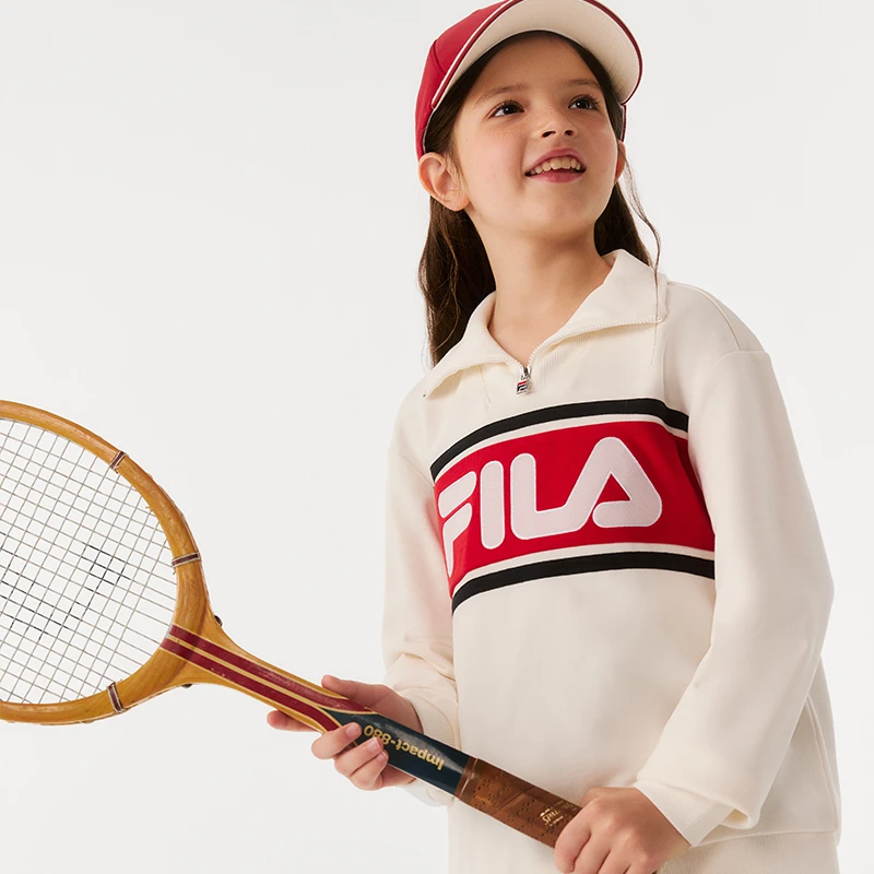 【斐乐儿童】2024冬季大小童美式卫衣大logo时尚套头上衣外套