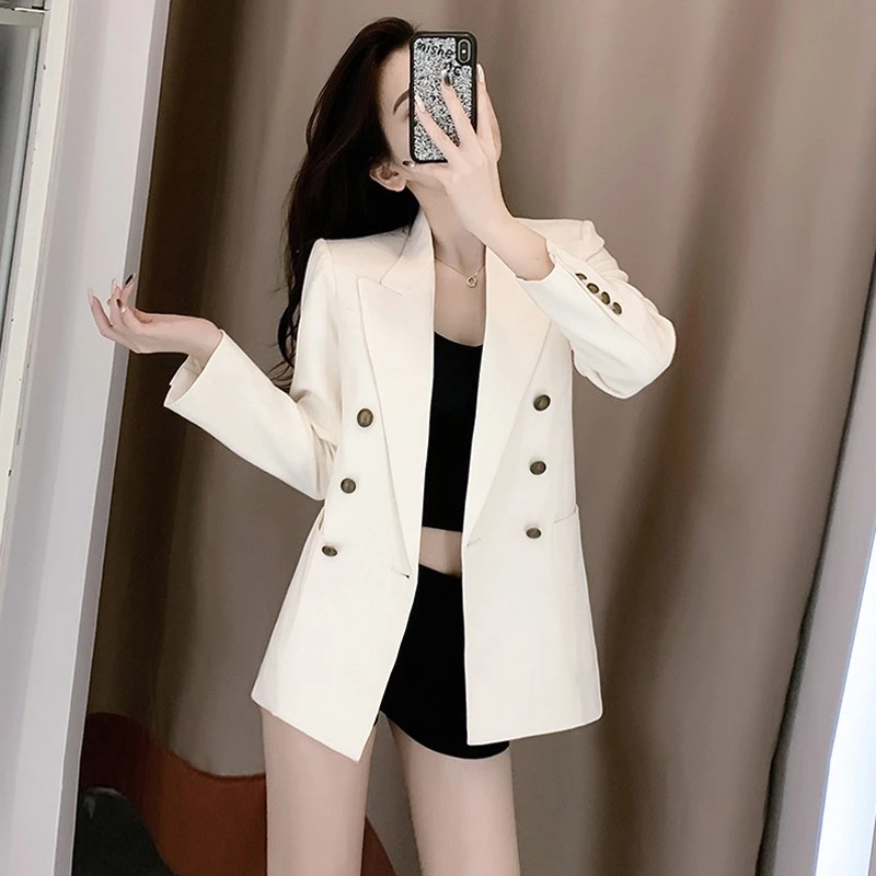 秋装高级感小个子白色西装外套气质女神范高端宽松休闲长袖小西服