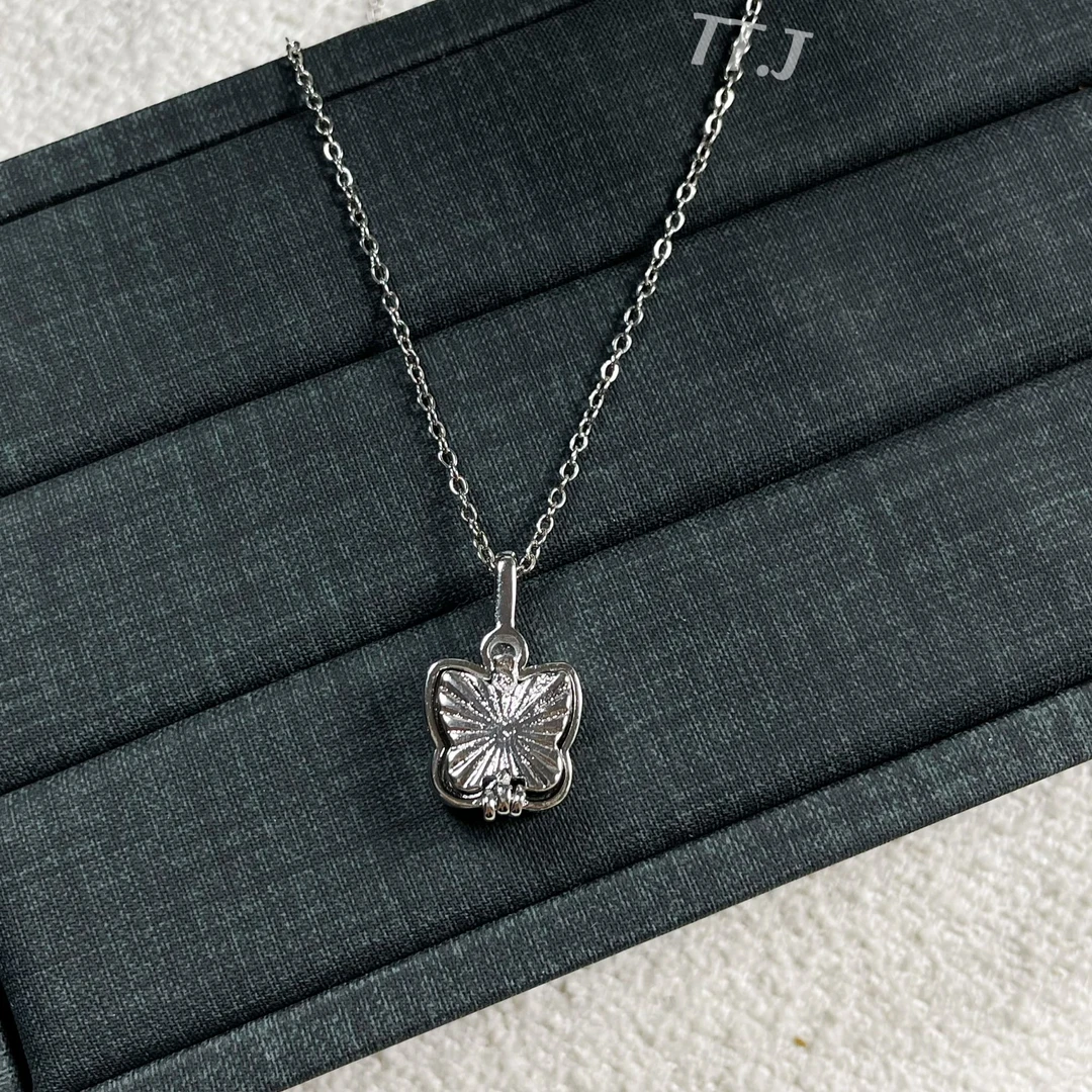 钛钢项链 新款银色拉丝蝴蝶项链女时尚手工百搭精致素款精美坠链