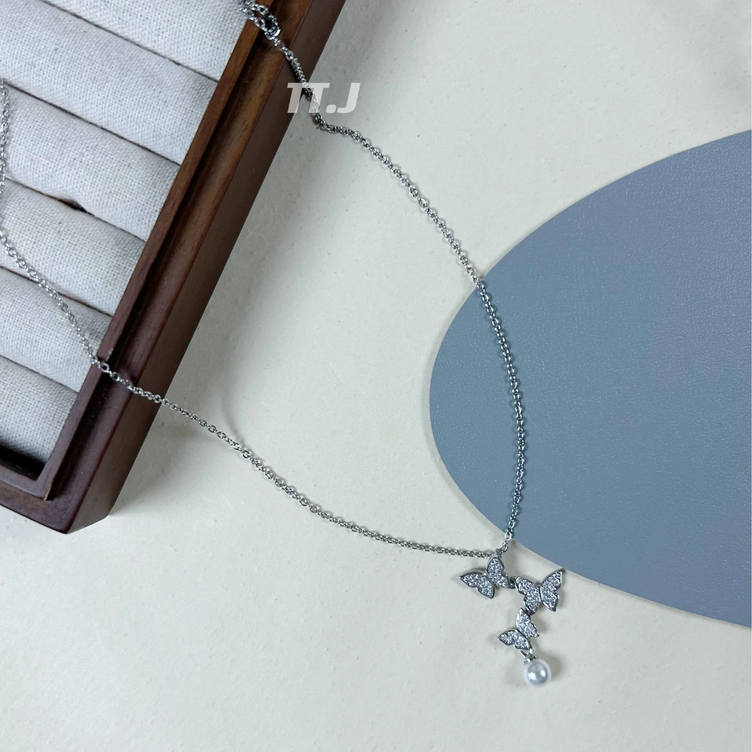 钛钢项链 超仙~3只灵动蝴蝶项链女轻奢小众白月光锁骨链网红颈链