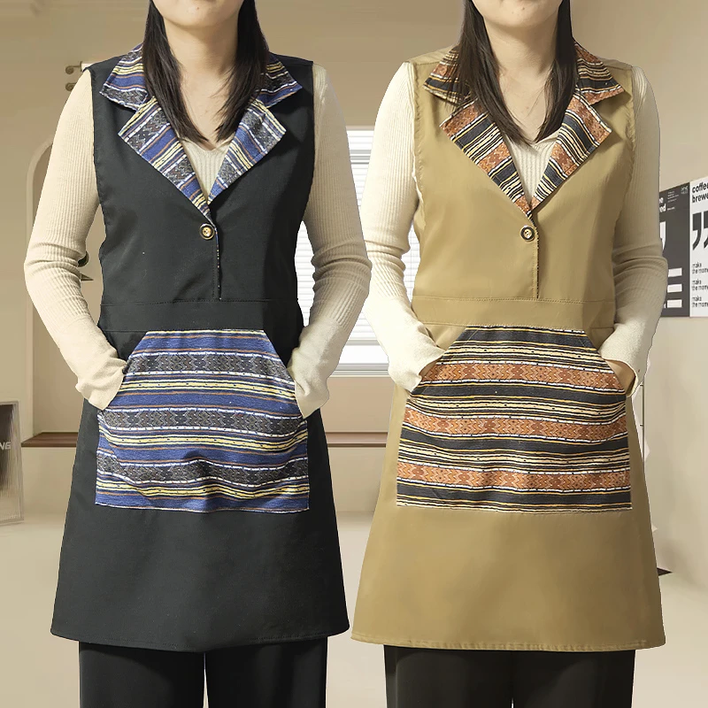 人生方圆新款餐饮专用防污耐脏围裙时尚洋气上班干活成人工作服女