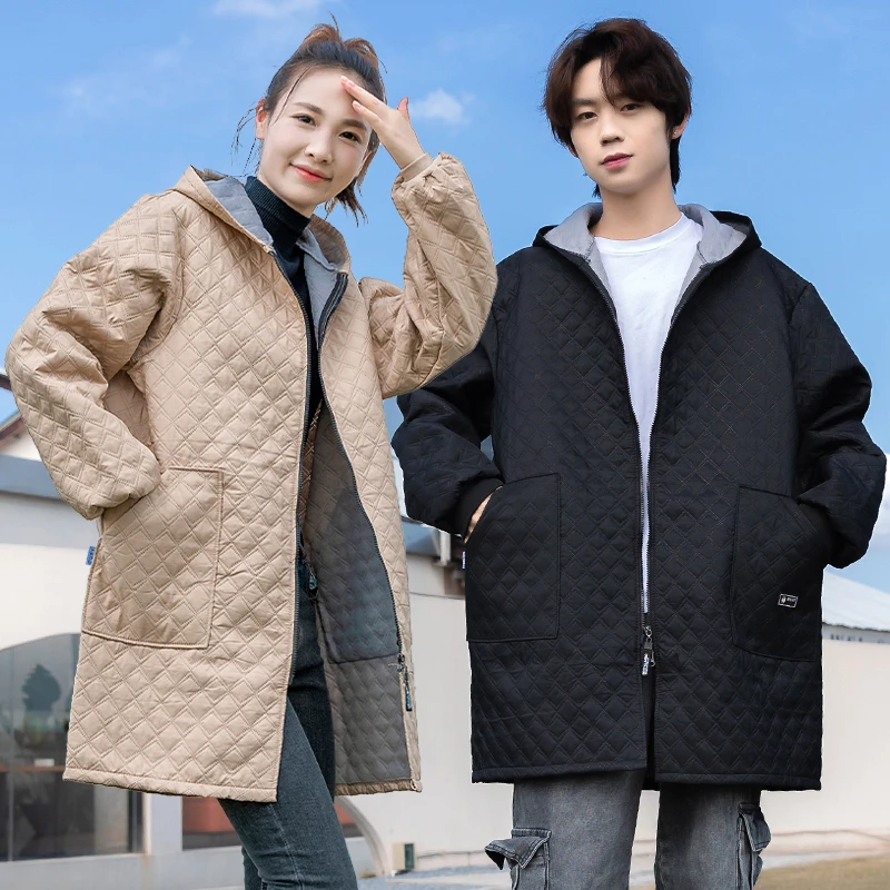 秋冬加绒罩衣时尚简约新款围裙可外穿式居家外出工作保暖工作服